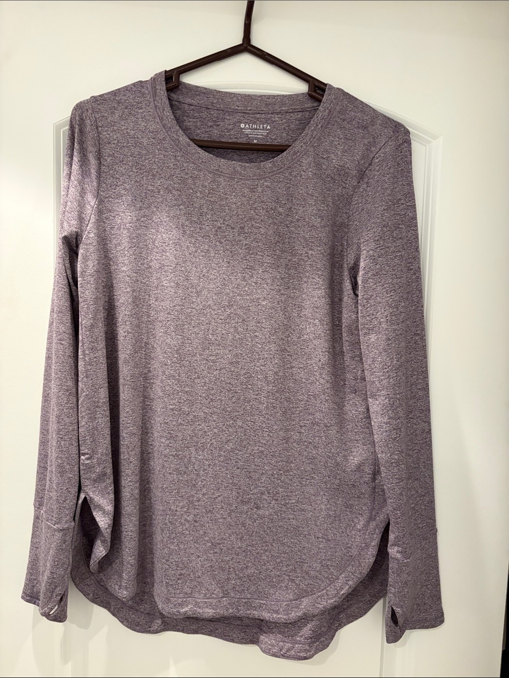 Athleta Heathered Lavender-Gray Long Sleeve Crewneck